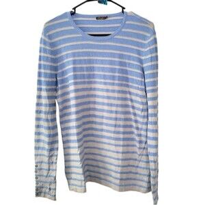 J. McLaughlin Blue & Gray Striped Sweater Size Large